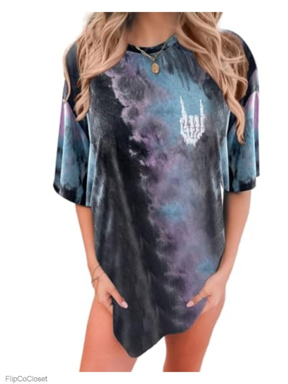 Womens Oversized Graphic Tee Plus Size Gothic Tshirt Tie Dye Shirt